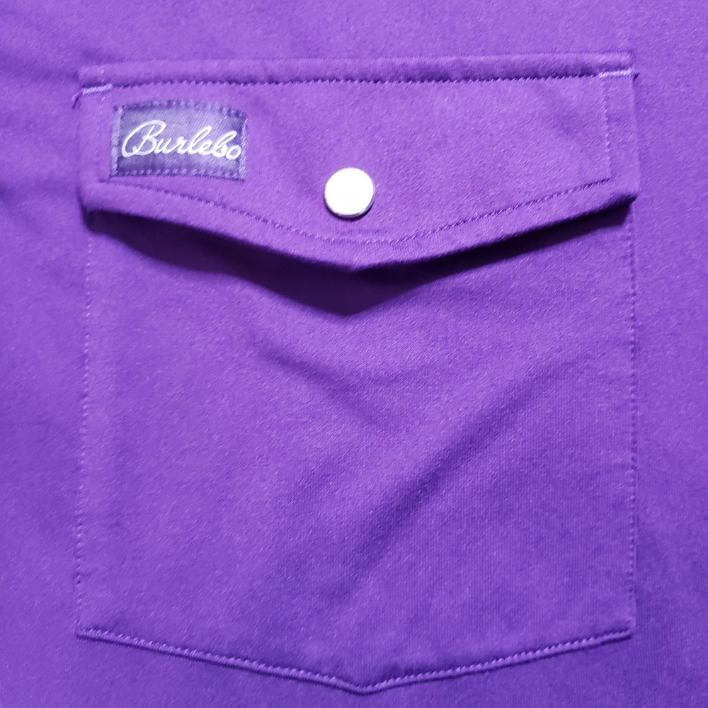 Burlebo Mens XL Purple Performance Polo Shirt Snap Pocket Stretch Golf Preppy - Picture 5 of 9